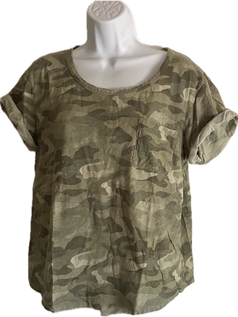 a.n.a Olive Green Camo Short Sleeve Pocket Tee